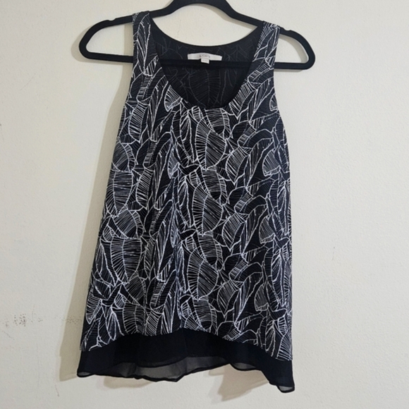 LOFT Leaf Print Layered Tank Blouse - Picture 1 of 7